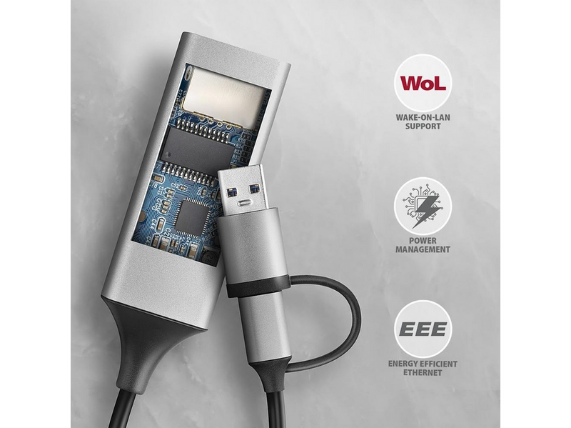 AXAGON Gigabit Ethernet Adapter USB-C+ USB-A