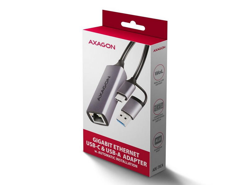 AXAGON Gigabit Ethernet Adapter USB-C+ USB-A