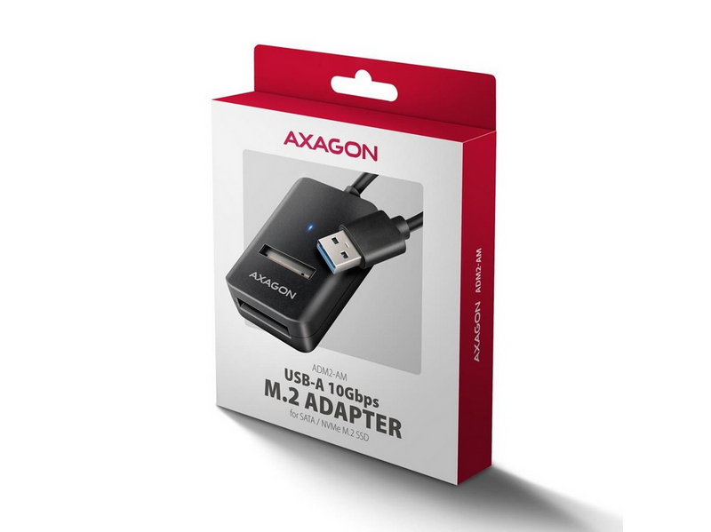 AXAGON USB-A 10 Gbps M.2 Adapter for NVMe & SATA SSD