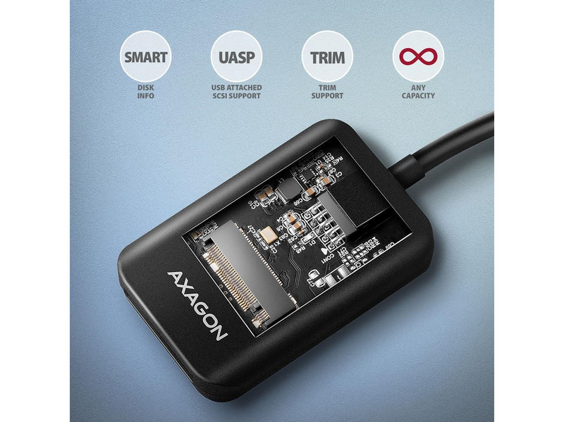 AXAGON USB-C 10 Gbps M.2 Adapter for NVMe & SATA SSD
