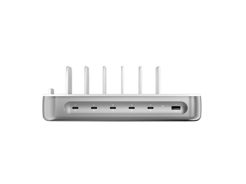 4smarts Charging station Team 100W 1x USB-A port 5x USB-C ports includes 6 cables silver
