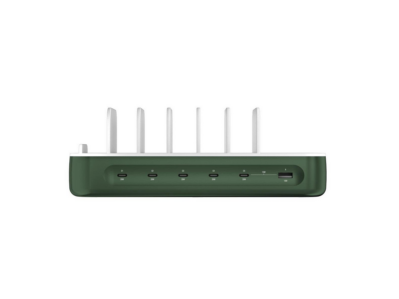 4smarts Charging station Team 100W 1x USB-A port 5x USB-C ports includes 6 cables green