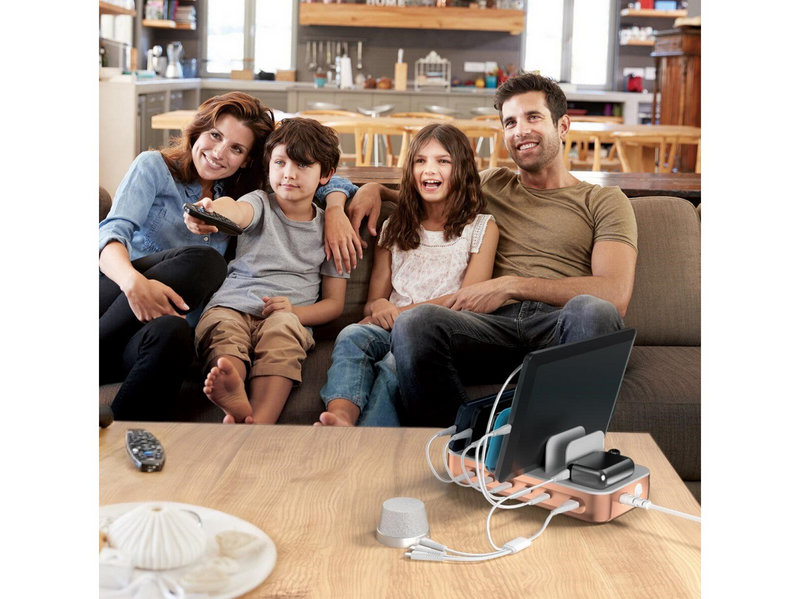 4smarts Charging station Team 100W 1x USB-A port 5x USB-C ports includes 6 cables copper