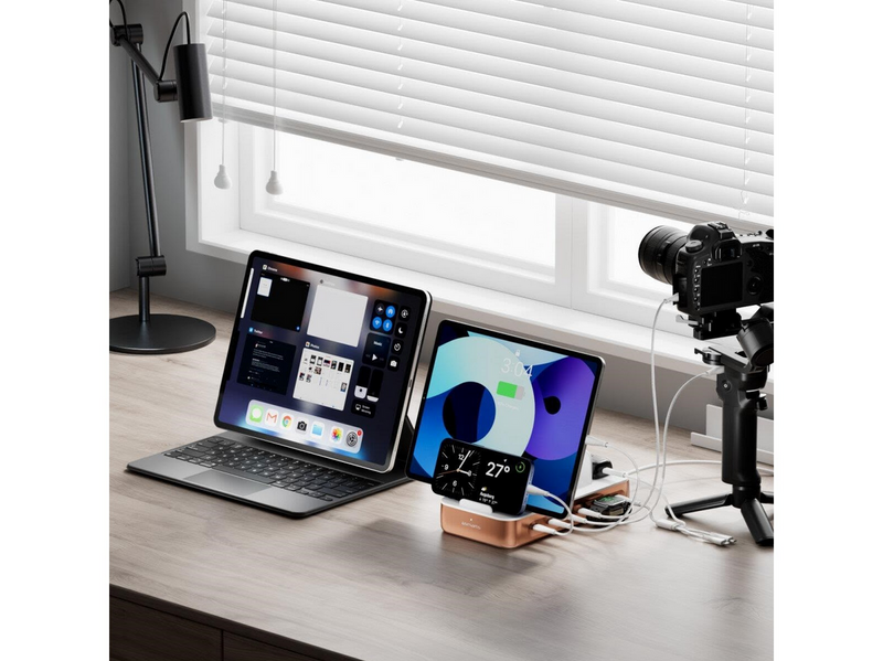 4smarts Charging station Team 100W 1x USB-A port 5x USB-C ports includes 6 cables copper