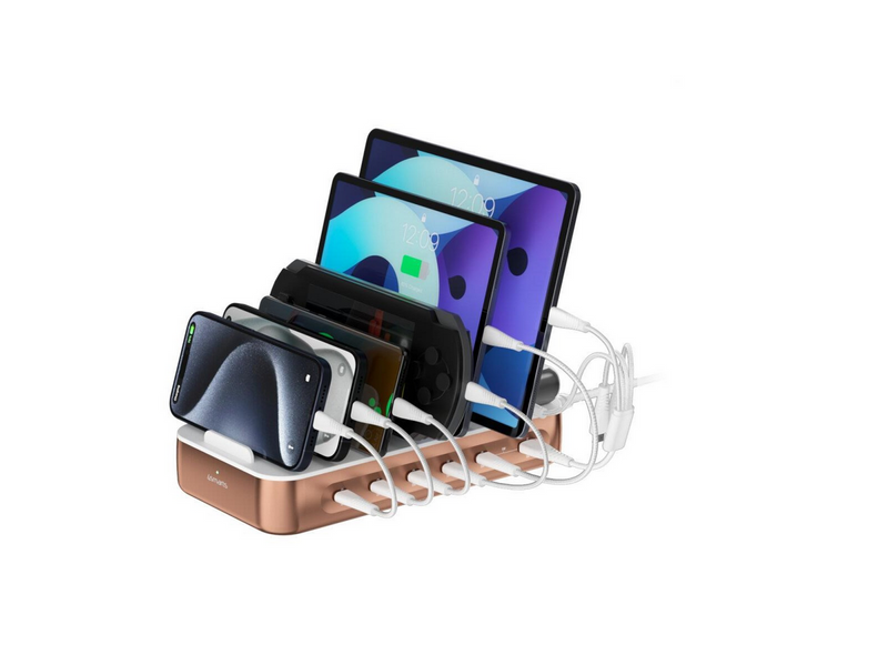 4smarts Charging station Team 100W 1x USB-A port 5x USB-C ports includes 6 cables copper