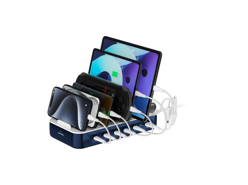4smarts Charging station Team 100W 1x USB-A port 5x USB-C ports includes 6 cables navy
