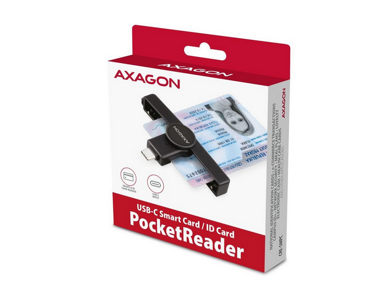 AXAGON USB-C Smart Card /ID Card PocketReader
