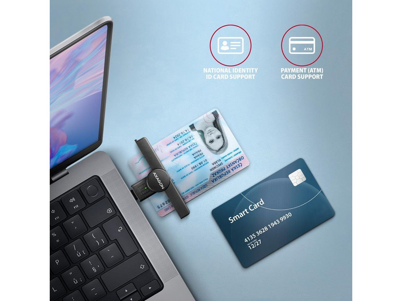 AXAGON USB-C Smart Card /ID Card PocketReader