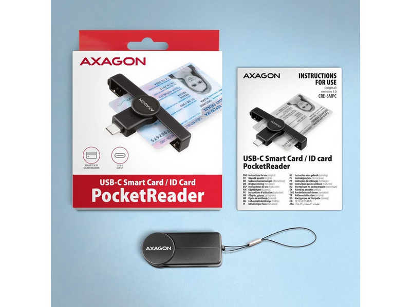 AXAGON USB-C Smart Card /ID Card PocketReader