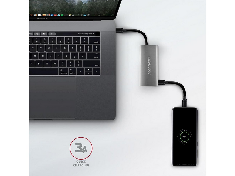 AXAGON Speedster 4 SuperSpeed USB-C 10 Gbps Hub with 4 USB Ports USB-Hubs - USB 3.2 - 4 - silber