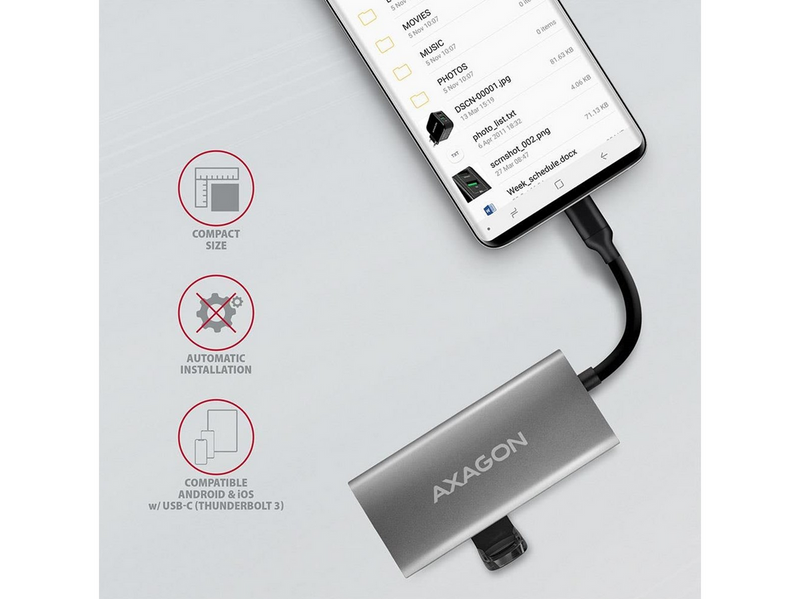 AXAGON Speedster 4 SuperSpeed USB-C 10 Gbps Hub with 4 USB Ports USB-Hubs - USB 3.2 - 4 - silber