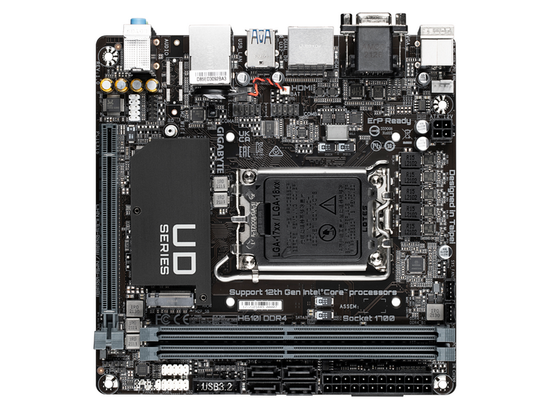 GIGABYTE H610I DDR4 Mainboard - Intel H610 - Intel LGA1700 socket - DDR4 RAM - Mini-ITX