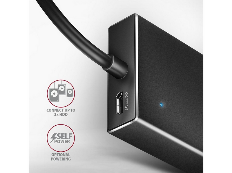 AXAGON SuperSpeed USB-A Flat Hub with 1 m Cable USB-Hubs - USB 3.2 - 7 - Schwarz