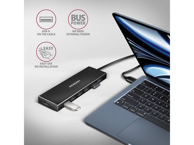 AXAGON SuperSpeed USB-A Flat Hub with 1 m Cable USB-Hubs - USB 3.2 - 7 - Schwarz
