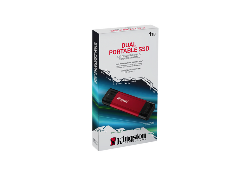 Kingston Dual Portable SSD - 1TB - Extern SSD - Schwarz - USB 3.2 Gen 2