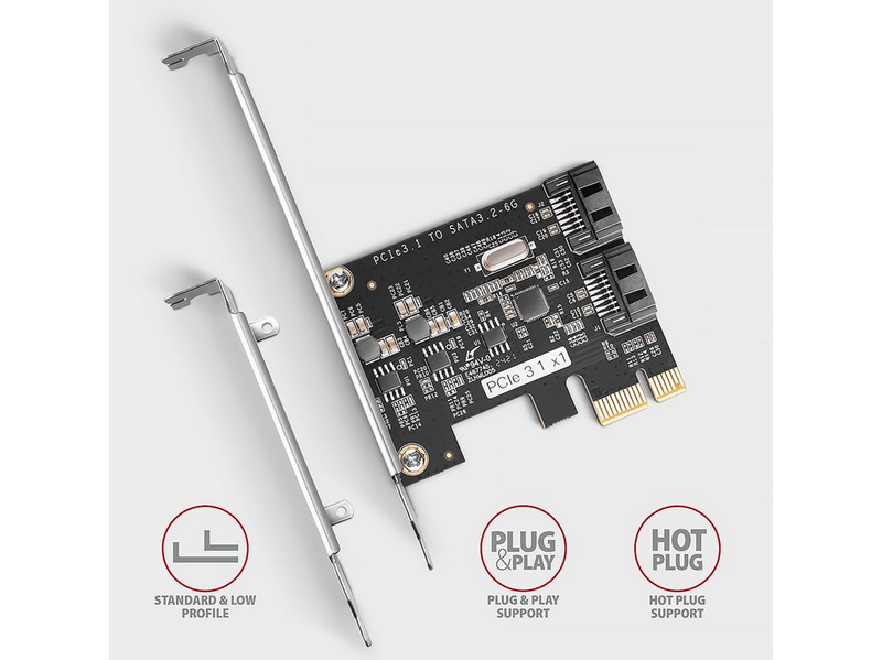 AXAGON 2 × Internal SATA 6G Port PCIe Controller