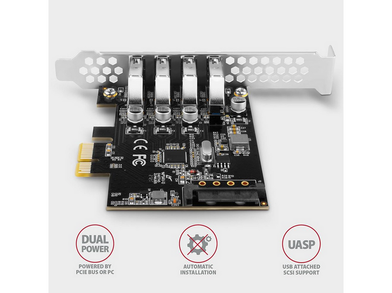 AXAGON SuperSpeed 4 × USB-A 5 Gbps External Ports PCIe Card