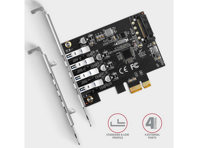 AXAGON SuperSpeed 4 × USB-A 5 Gbps External Ports PCIe Card
