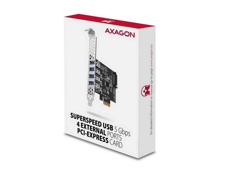 AXAGON SuperSpeed 4 × USB-A 5 Gbps External Ports PCIe Card