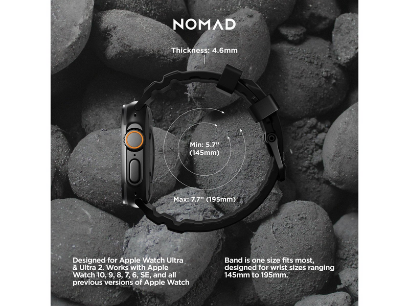 Nomad Rocky Point Band - 46mm/49mm | Carbon Black | Black Hardware