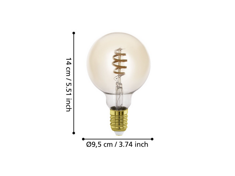 EGLO E27 LED-Z MATTER G95 spiral 7W CCT 806lm amber