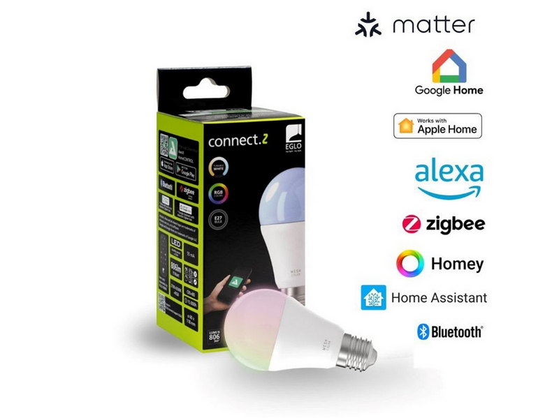 EGLO E27 LED-Z MATTER A60 RGB/CCT 11W 1300lm opal