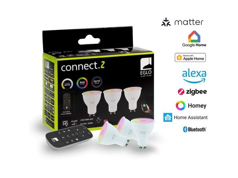 EGLO GU10 LED-Z MATTER RGB/CCT 4.9W 420lm opal 3-pack w/remote control