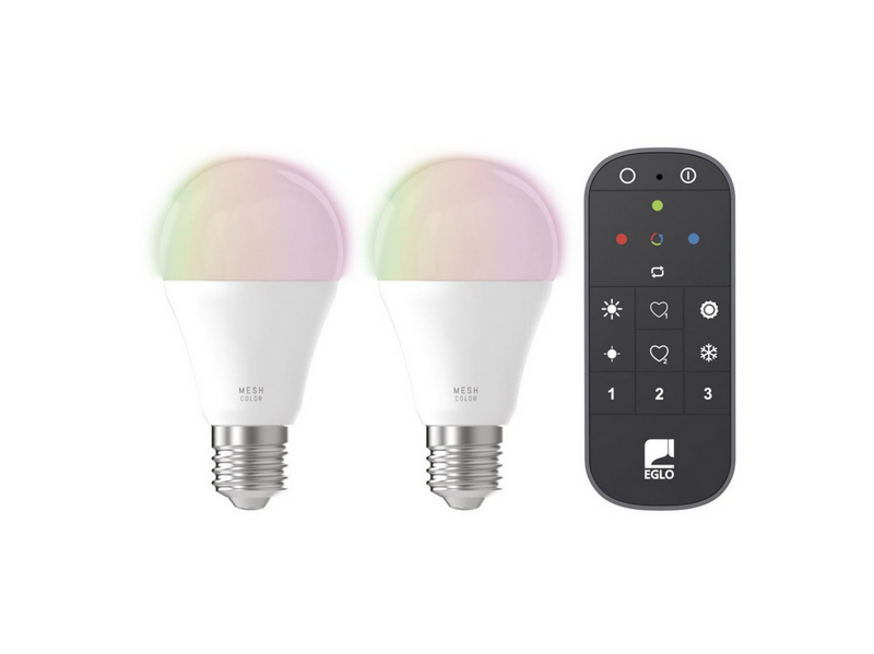 EGLO E27 LED-Z MATTER A60 RGB/CCT 11W 1300lm opal 2-pack w/remote control
