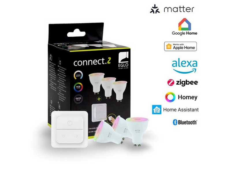 EGLO GU10 LED-Z MATTER RGB/CCT 4.9W 420lm opal 3-pack w/switch