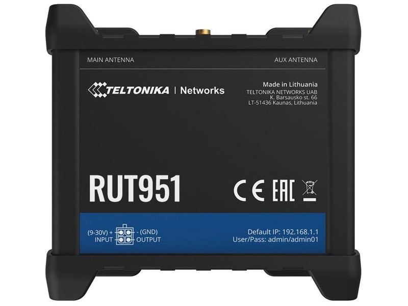 Teltonika RUT951 (RUT951000000) wireless router - WWAN - 802.11b/g/n - 3G 4G - DIN rail mountable surface-mountable - Wireless r