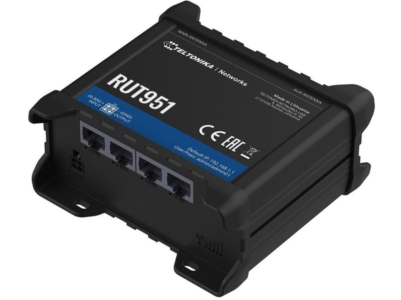 Teltonika RUT951 (RUT951000000) wireless router - WWAN - 802.11b/g/n - 3G 4G - DIN rail mountable surface-mountable - Wireless r