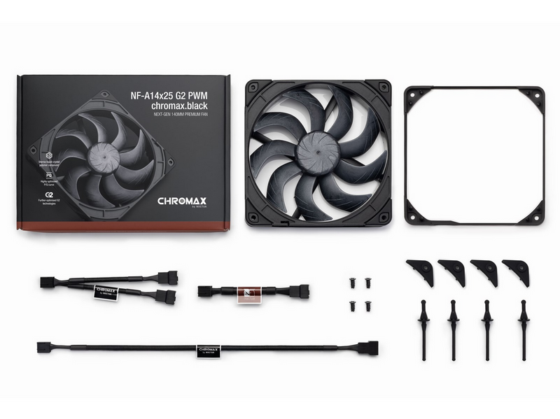Noctua NF-A14x25 G2 PWM chromax.black - Gehäuselüfter - 140mm - Schwarz