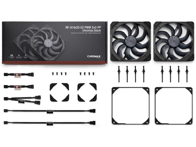 Noctua NF-A14x25 G2 PWM Sx2-PP chromax.black - Gehäuselüfter - 140mm - Schwarz
