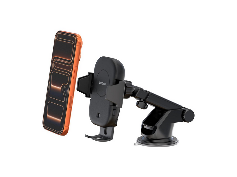 Deltaco Wireless car charger | 15 W | automatic open and close | dual mounts | black