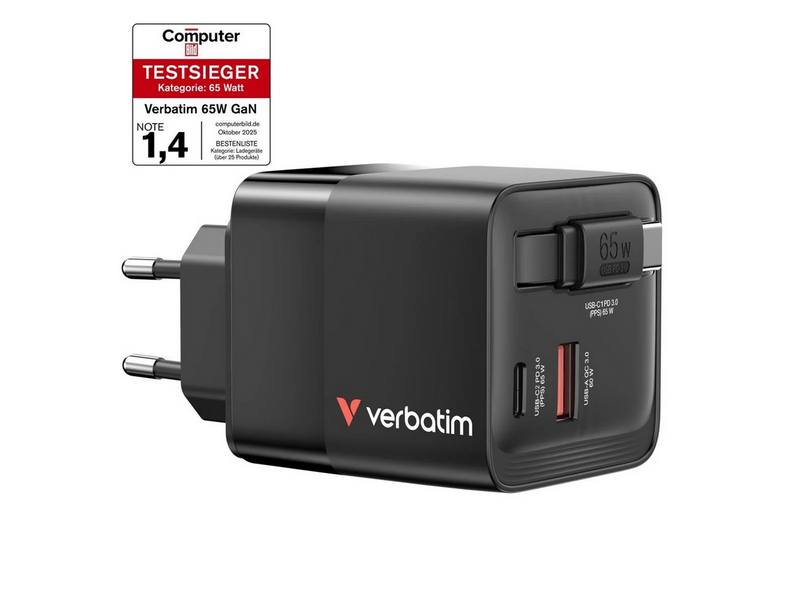 Verbatim - 65W 2 Port with Retractable Cable