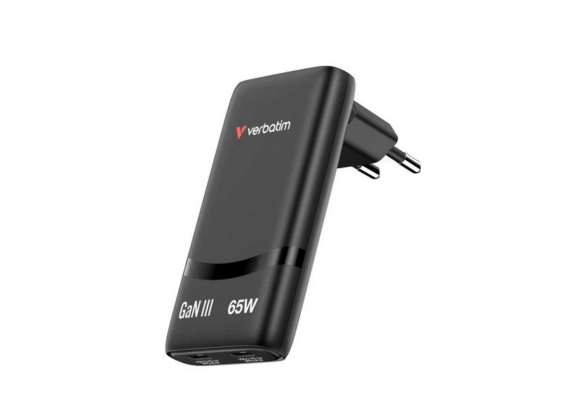 Verbatim Fold 'n' Go GaN Charger 65W EU plug Black