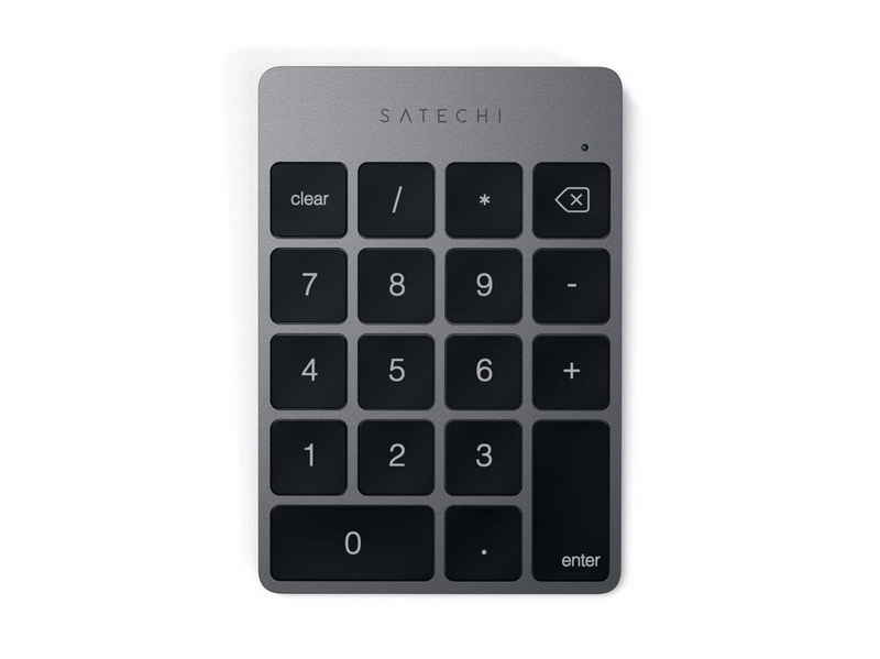 Satechi Slim Wireless Keypad - Compact Bluetooth Keyboard with Long-Lasting Battery and Aluminum Finish - Numpad - Grau
