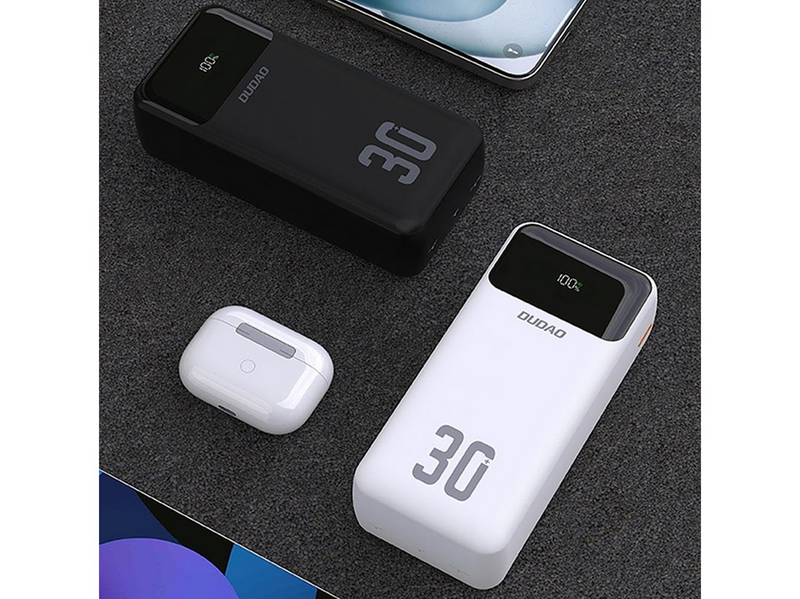 Dudao K15MAX PD 22.5 W Powerbank with Built-in Cables - Black - 30000 mAh