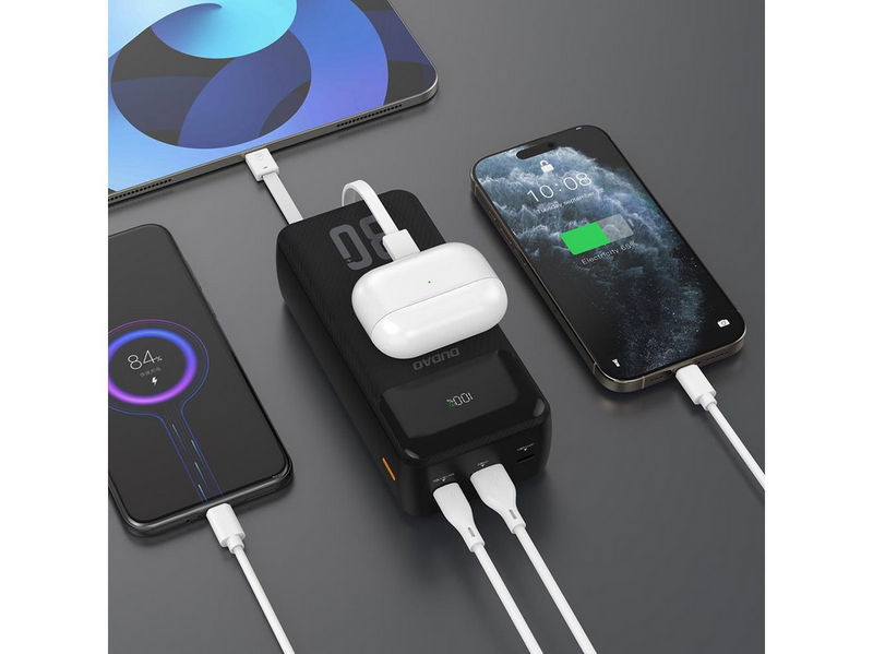 Dudao K15MAX PD 22.5 W Powerbank with Built-in Cables - Black - 30000 mAh
