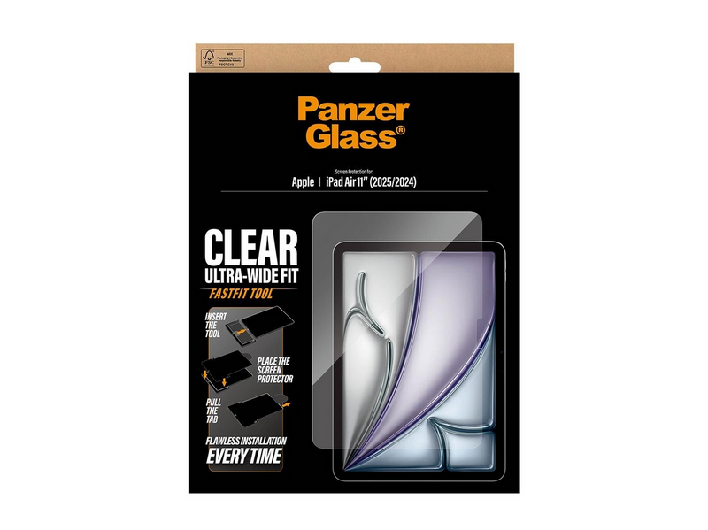 PanzerGlass Screen Protector iPad Air 11" (2024-2026) | Ultra-Wide Fit w. Fastfit tool