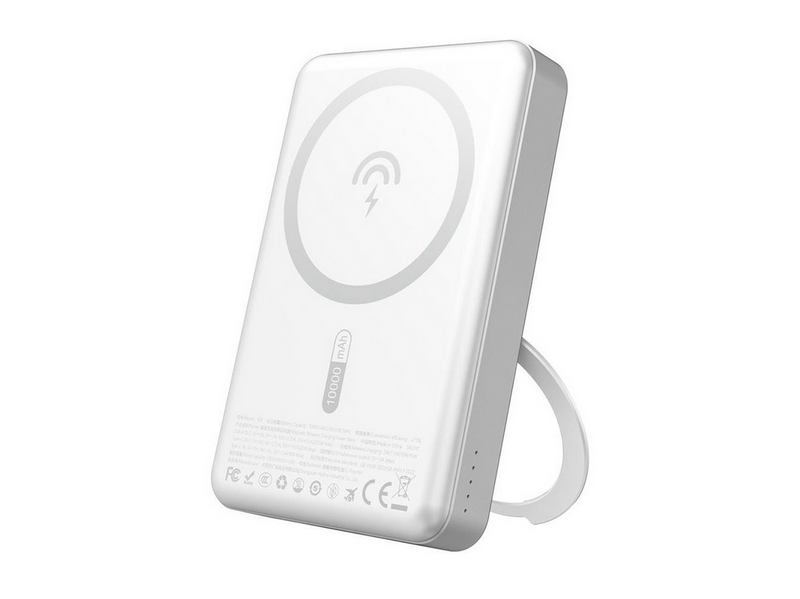 Dudao K28 10000mAh PD 22.5W MagSafe Powerbank with Metal Case and Ring Stand - Silver - 10000 mAh