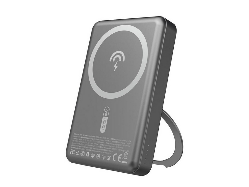 Dudao K28 10000mAh PD 22.5W MagSafe Powerbank with Metal Case and Ring Stand - Gray - 10000 mAh