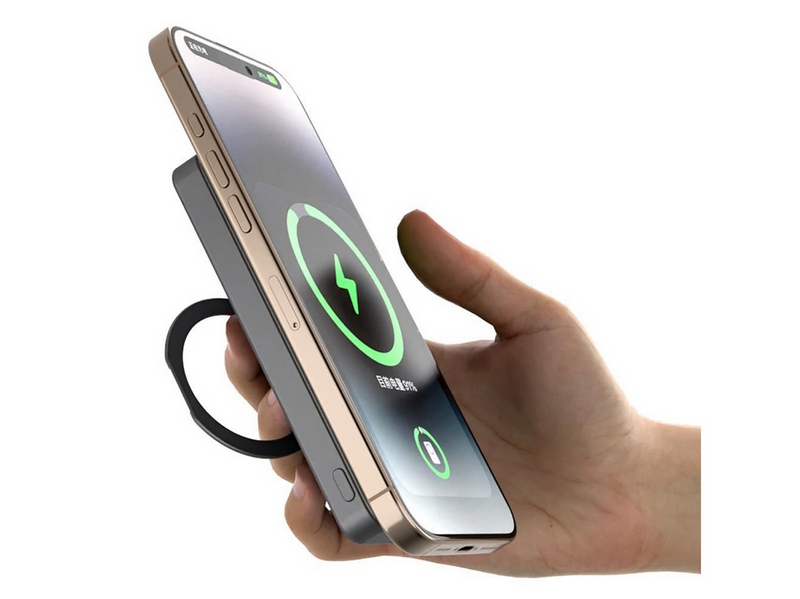 Dudao K28 10000mAh PD 22.5W MagSafe Powerbank with Metal Case and Ring Stand - Gray - 10000 mAh