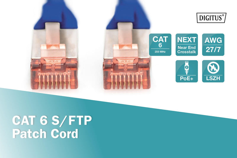 DIGITUS Patch-Kabel RJ-45 (M) zu RJ-45 (M) 2m Kupfer S/FTP Cat 6 blau (DK-1644-020/B)