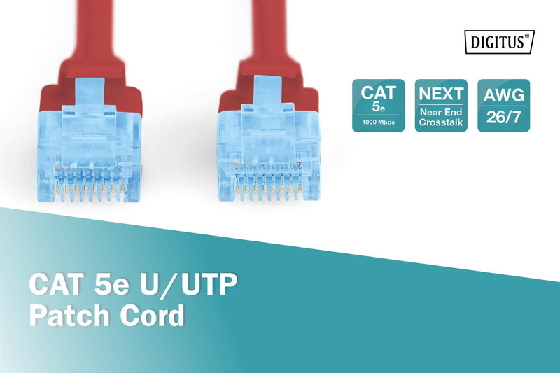 DIGITUS Patch-Kabel RJ-45 (M) zu RJ-45 (M) 1 m CCA U/UTP Cat 5e rot (DK-1512-010/R)