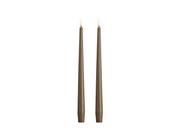 Moods & More LED taper candle - Slim - Dark sand - 23x300 mm - 2 pcs
