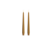 Moods & More LED taper candle - Slim - Honey mustard - 23x250 mm - 2 pcs
