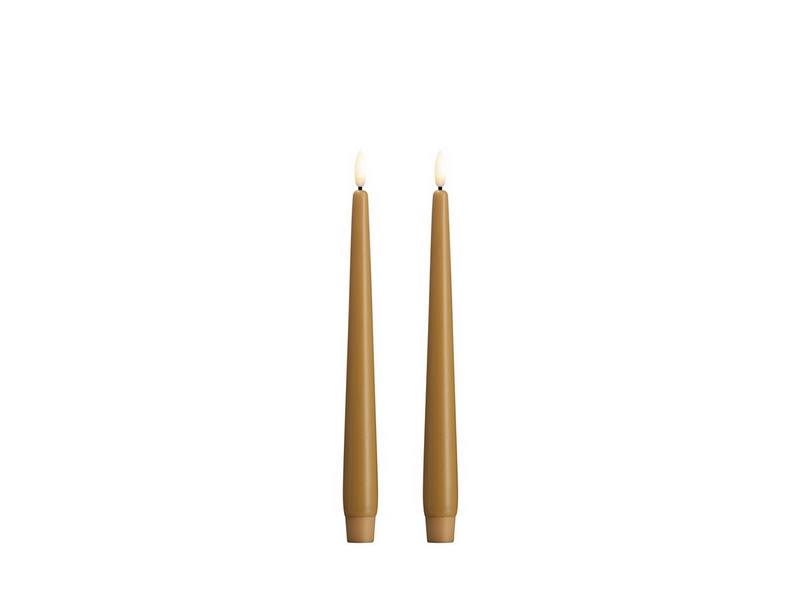 Moods & More LED taper candle - Slim - Honey mustard - 23x250 mm - 2 pcs
