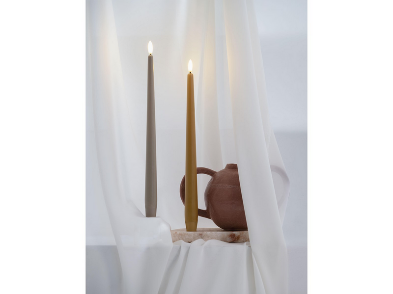 Moods & More LED taper candle - Slim - Honey mustard - 23x250 mm - 2 pcs