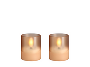 Moods & More LED glass candle - Hurricane - Champagne - 47x57 mm - 2 pcs